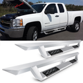 2007-2018 Chevy Silverado Sierra IKON V1 Silver Running Board Steel