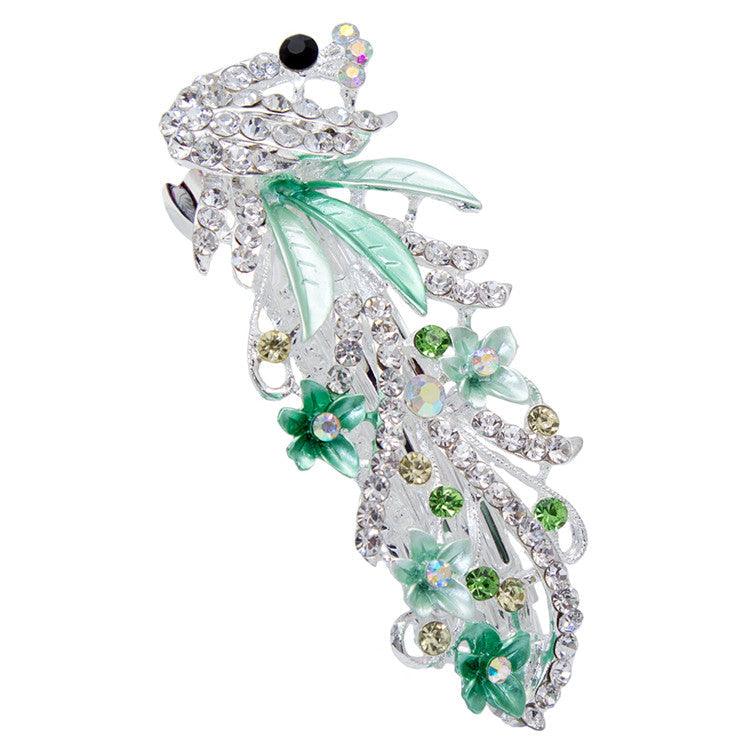 5 Colors Trendy Peacock Barrettes Crystal Flower Hairpins Headwear For Hair Women Romantic Headdress Wedding Hair Accessories for Brides and Bridesmaids