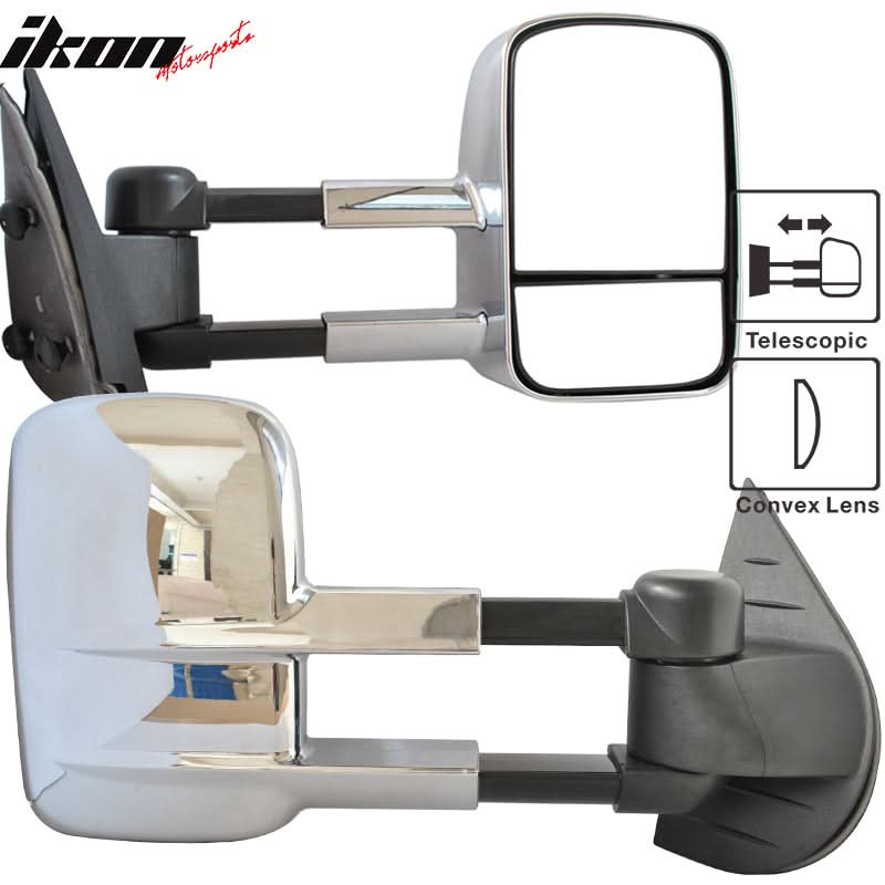 2007-2014 Chevy Silverado Side Towing Mirrors Manual Non-Heated Chrome