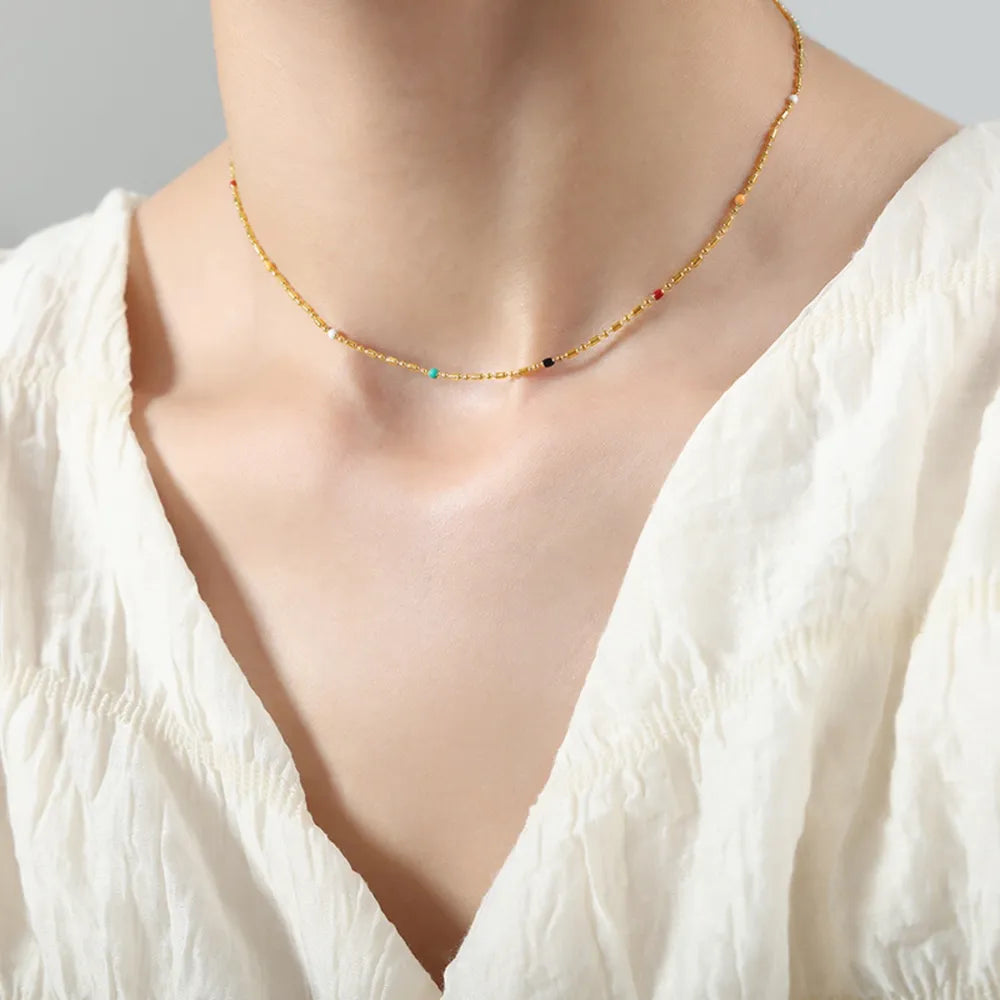 Simple rice bead splicing rice bead chain design drop glaze clip bead chain