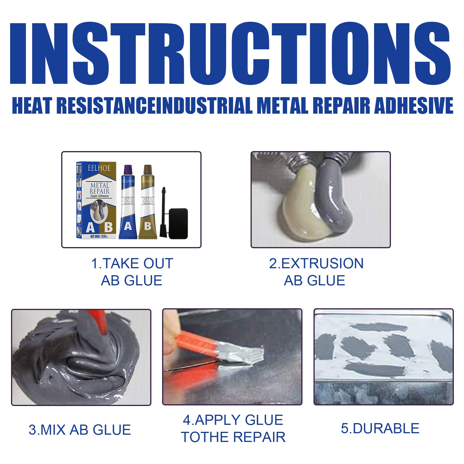 AbCasting Adhesive High Temperature Resistant Welding Adhesive For Metal Castings Crack Repair Agent Leak-Blocking Waterproof Electric Welding