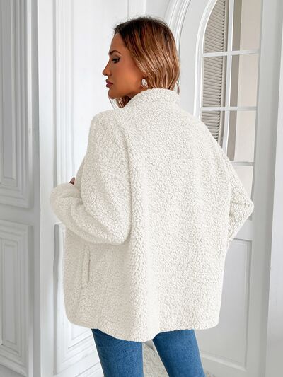 Winter Warm Zip Up Long Sleeve Jacket Fuzzy Cozy & Stylish Jacket Cold-Weather Essential Outdoor Jacket
