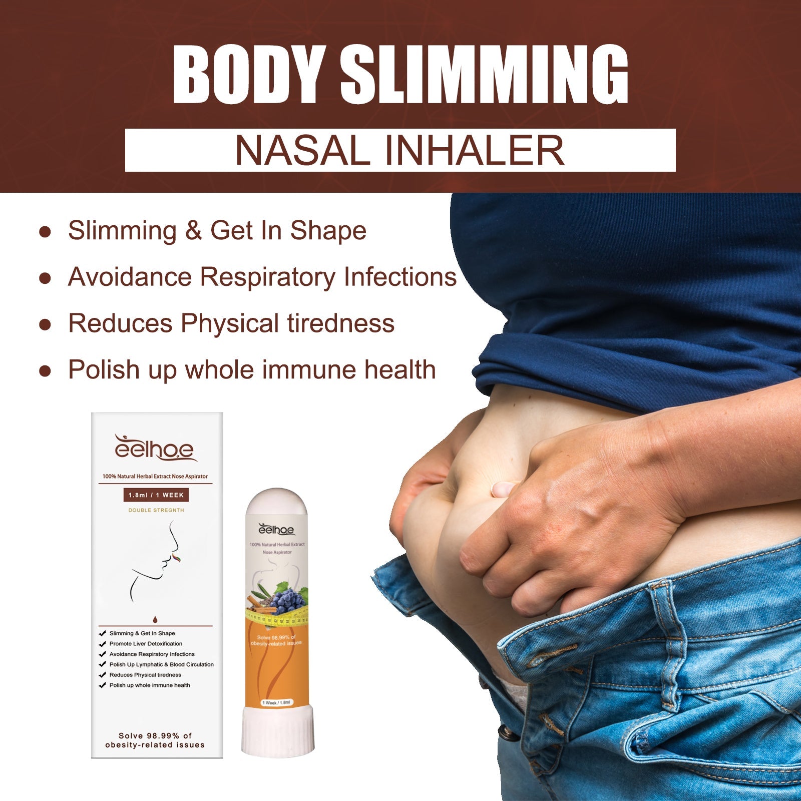 100% Natural Herbal Extract Nose Aspirator, Body Shaping Tight Skin Relieve Nasal Congestion Discomfort Portable Slimming Nasal Suction