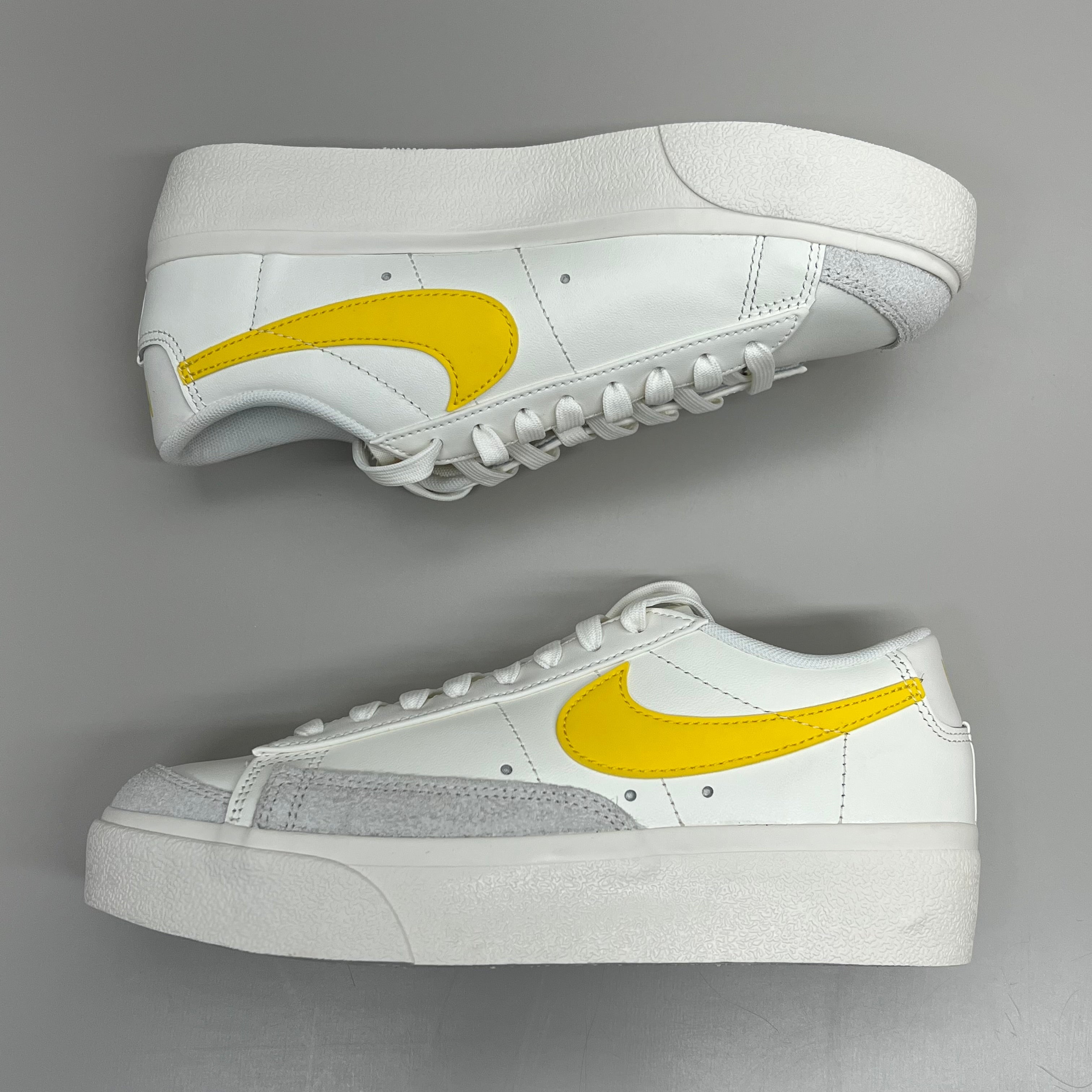NIKE Shoes Blazer Low Cut Platform Sneaker Sz Women's 10.5 Men's 9 Yellow/Grey/White