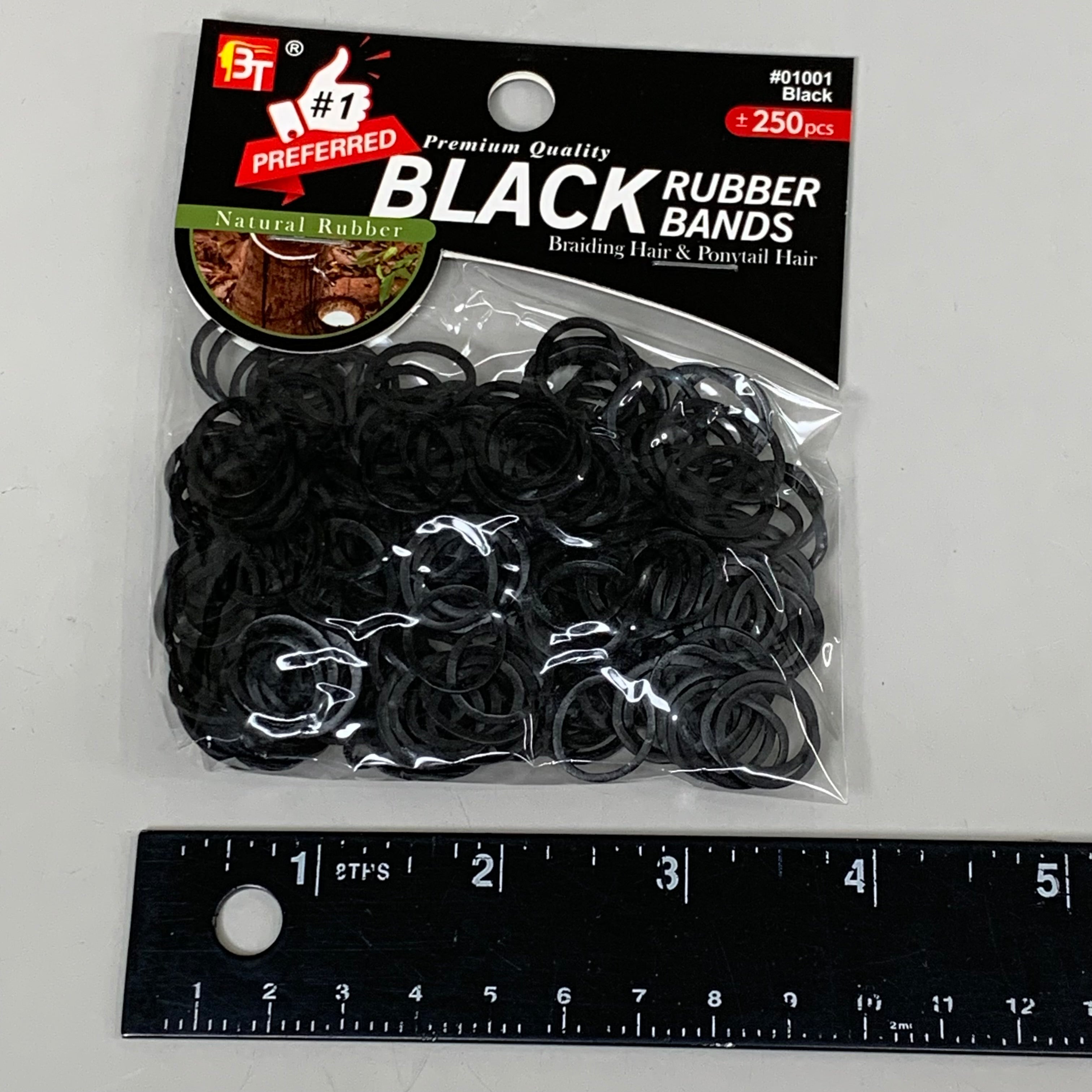 BT (48 PACK, 12,000 TOTAL BANDS) Hair Rubber Bands Effortless Hairstyling Black