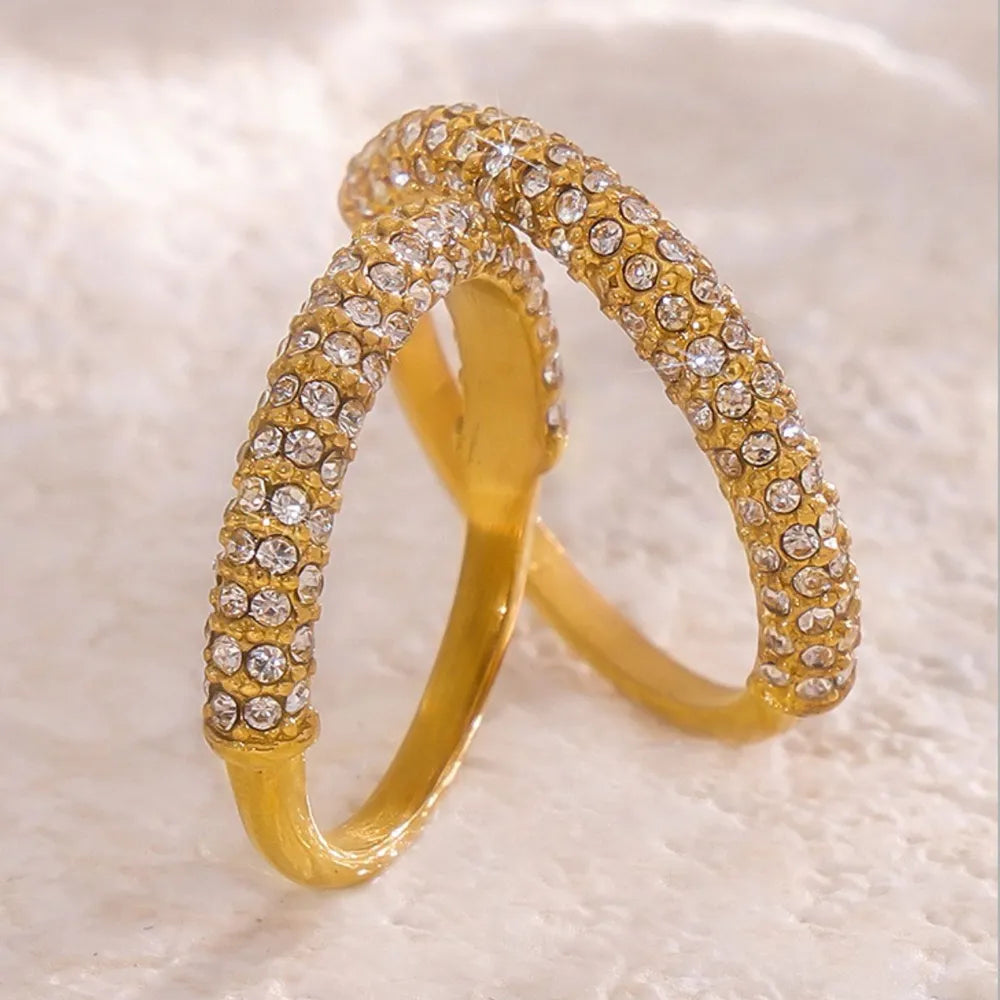 Zircon Light Luxury Ring Stainless Steel PVD Plated Finger Ring Jewelry