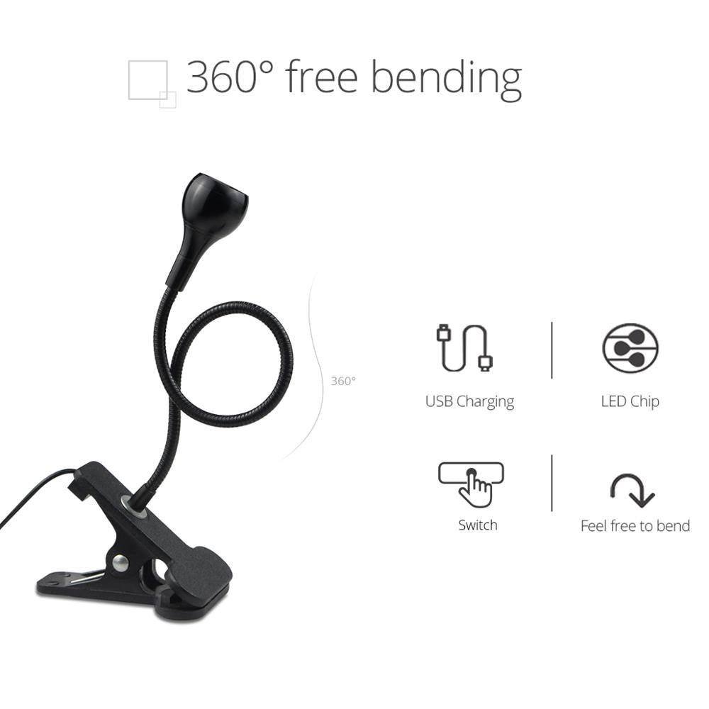 5V USB power LED Desk lamp Flexible study Reading Book lights Eye Protect Table lamp With Clip For Home Decorative Table Lamp Cute Study Lamps for Bedroom Décor