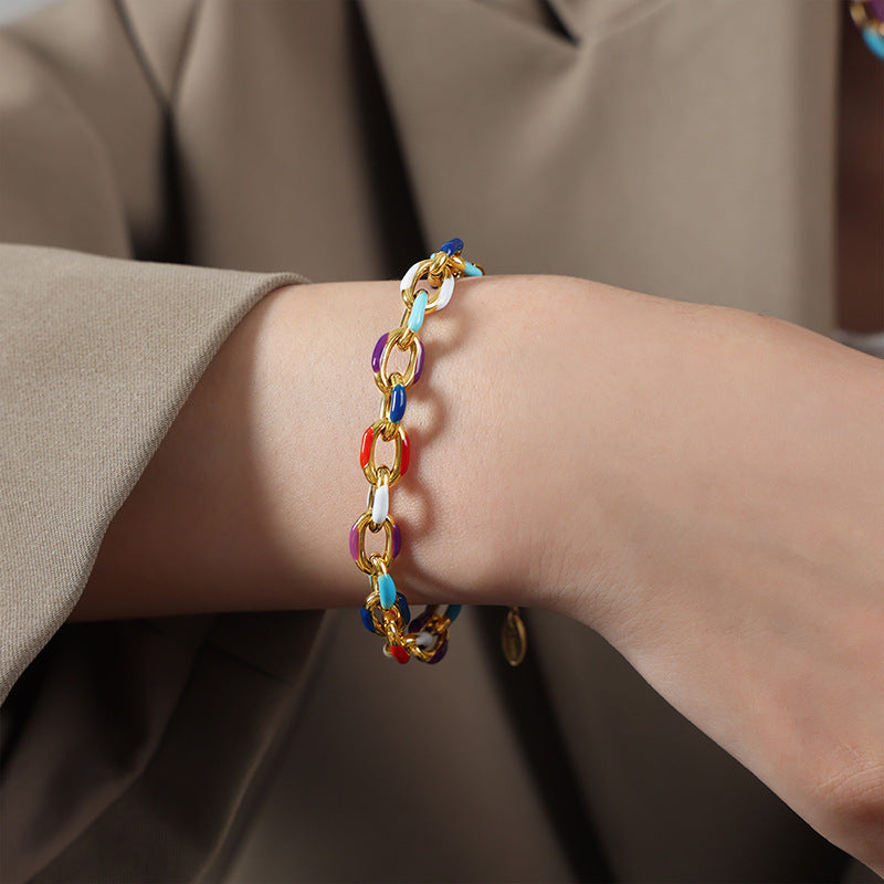 Premium and niche drip oil titanium steel bracelet