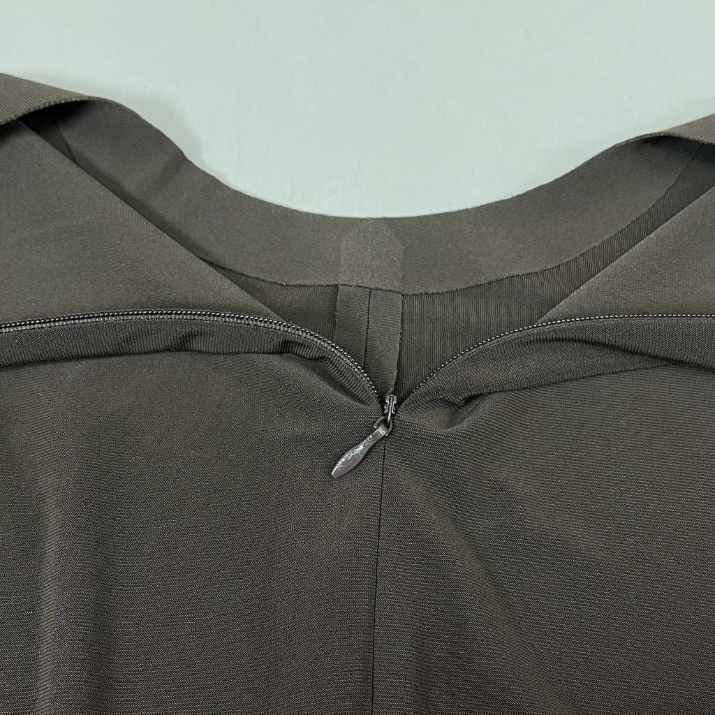 NORMA KAMALI Sleeveless Catsuit w/ Footsie Hidden Zip Women's Sz XL/42 Chocolate
