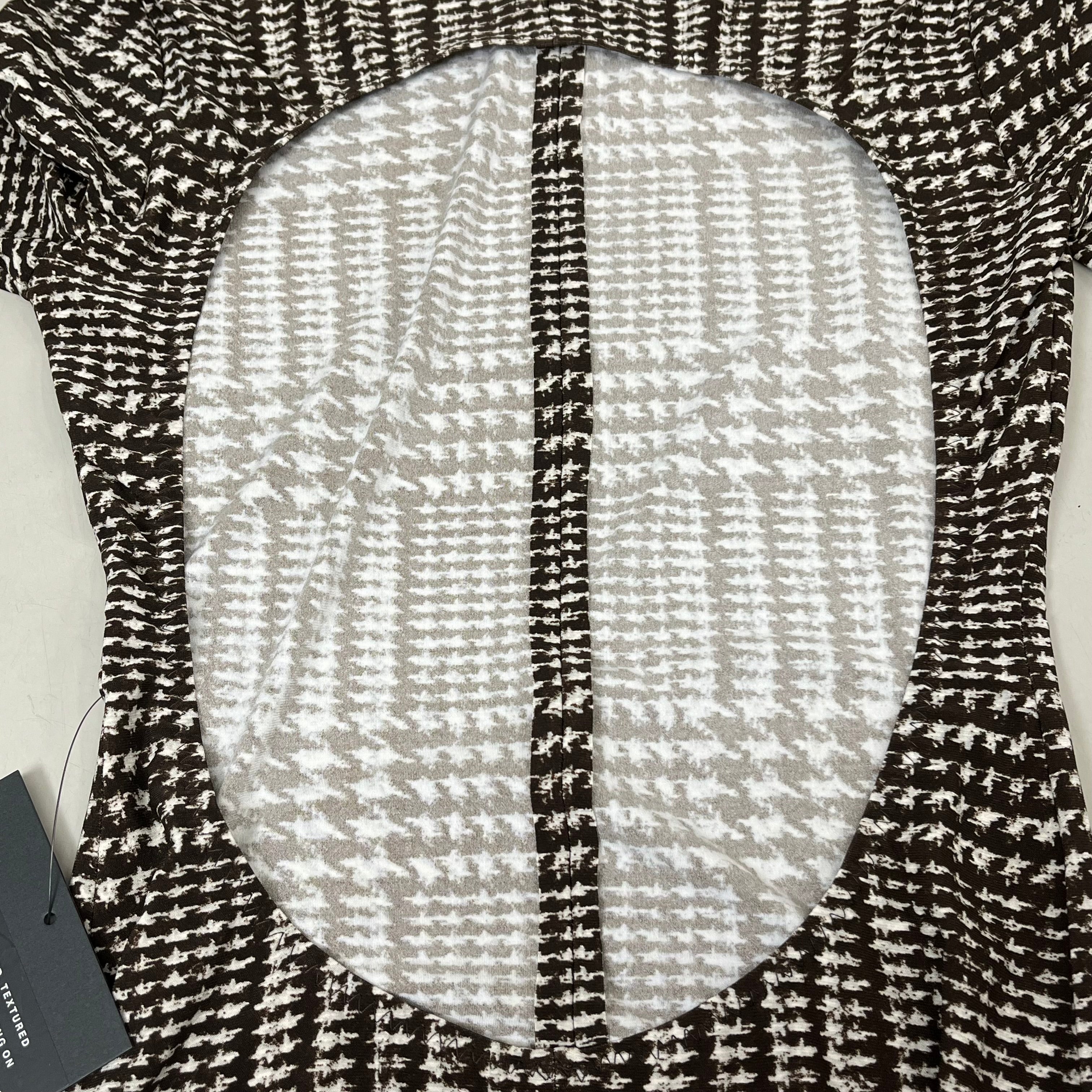 NORMA KAMALI Sleeve Open Back Catsuit Footsie Women's Sz S/36 Chocolate Plaid