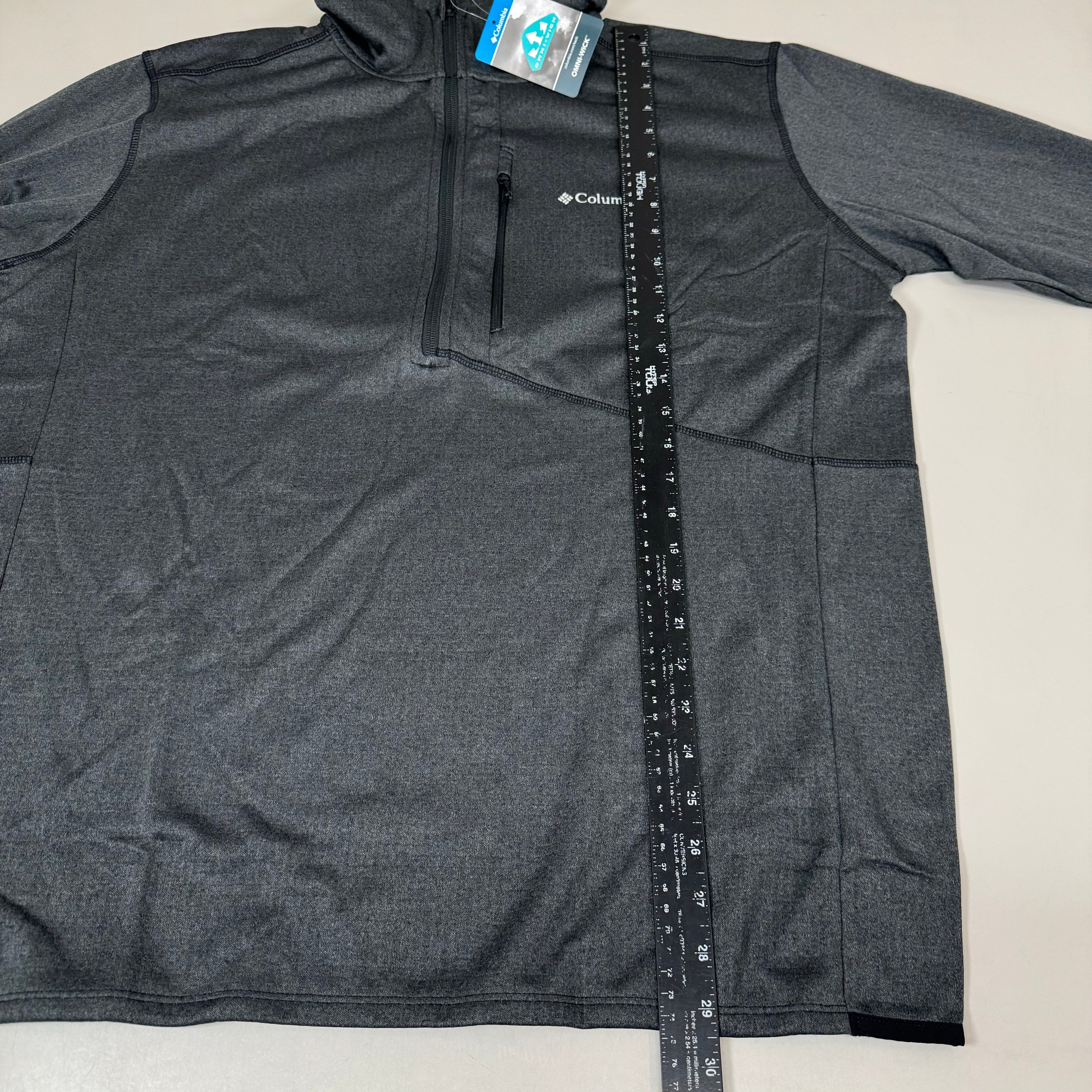 COLUMBIA Park View Fleece Half Zip Omni-Wick Men's Sz XL Blk Heather 1952201010
