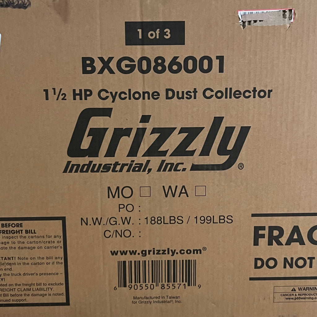 GRIZZLY INDUSTRIAL (1 Box) 1 1/2 HP Cyclone Dust Collector Motor Box 1 of 3