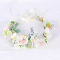 Korean style super fairy bride headdress simulation flower green leaf hair accessory sweet girl Hanfu wedding headdress wreath