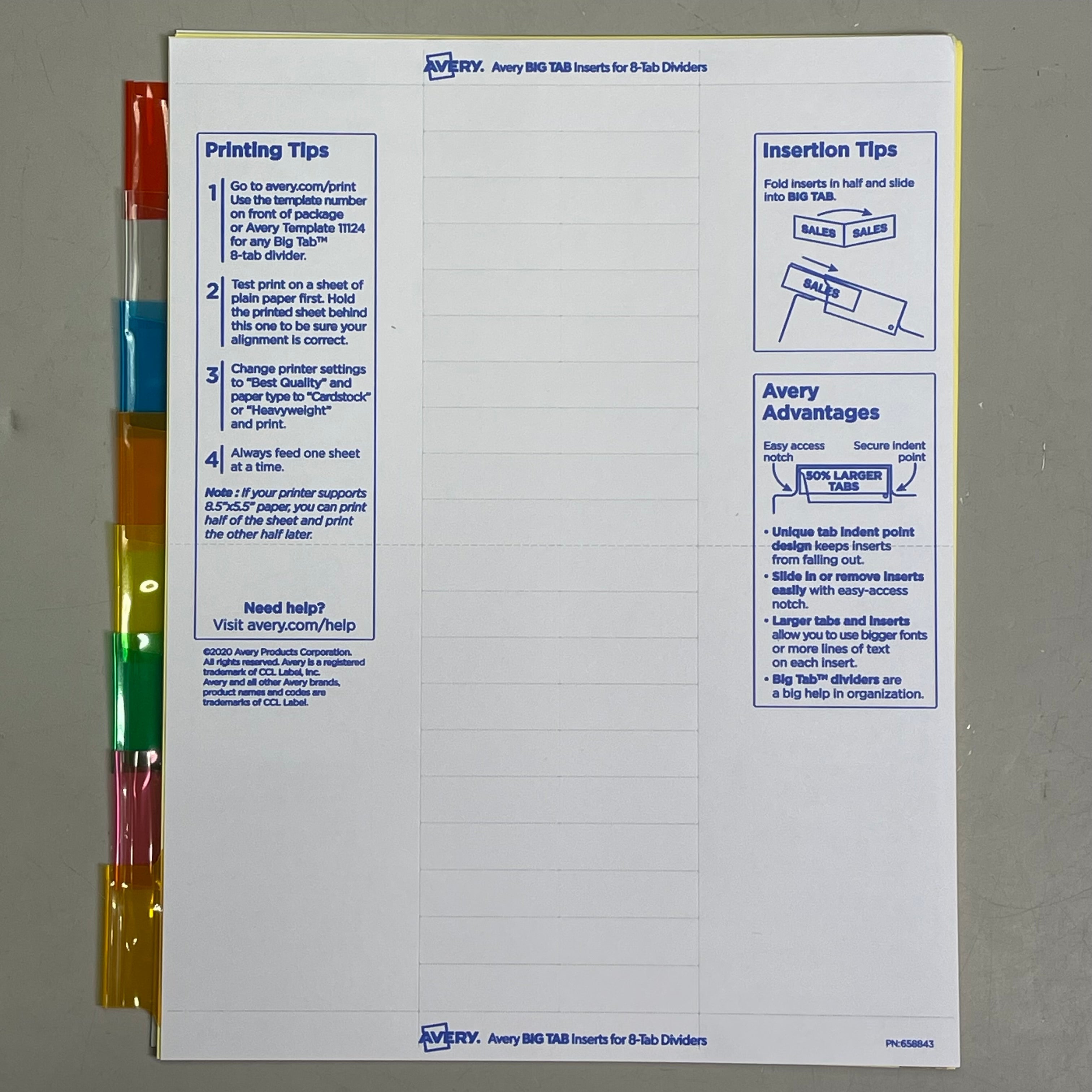 AVERY (12-PACK) Insertable Big Tab Dividers 3-Hole 8-Set Double-Sided Buff 11111