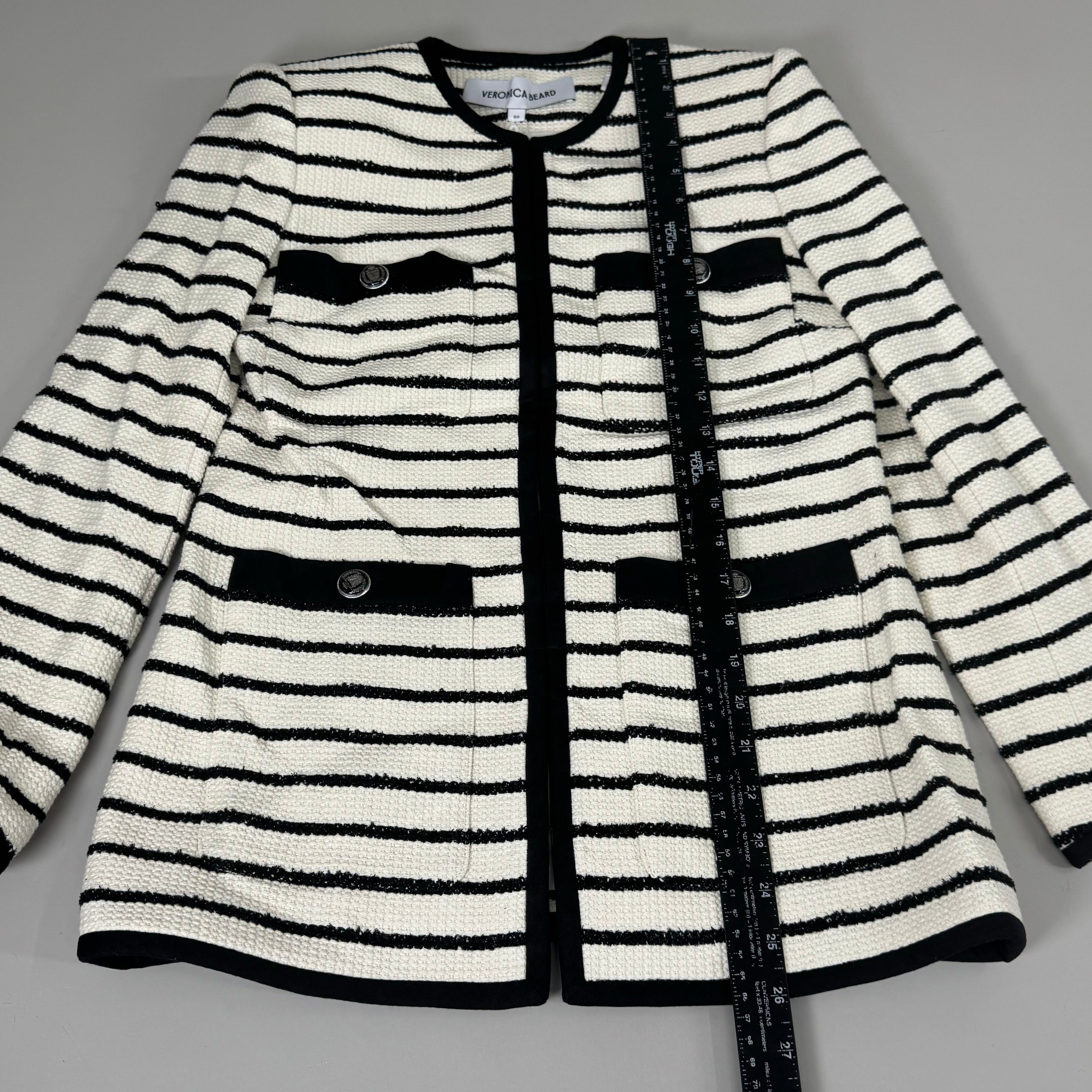 VERONICA BEARD Women's Foster Dickey Jacket Sz-00 Ivory/Black 2406TW7410717
