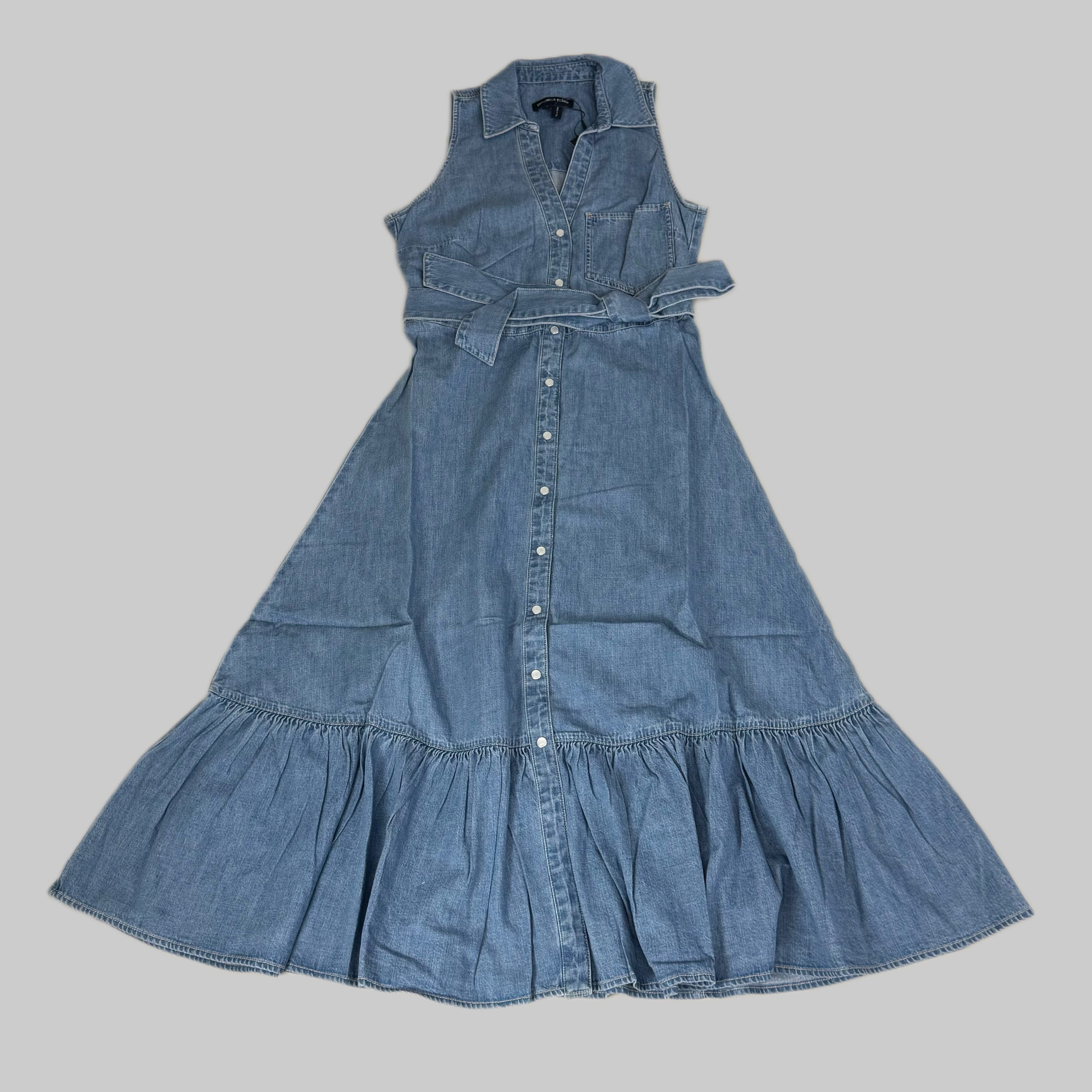 VERONICA BEARD Jeans Edwina Sleeveless Midi Dress Sz-10 Iceberg J24067101287IC