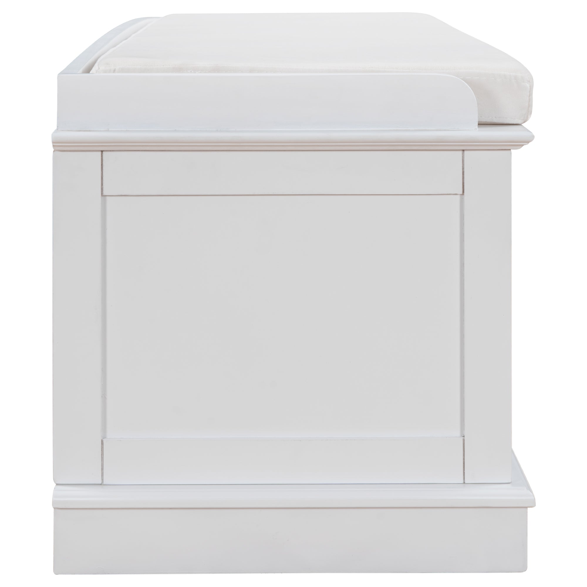 TREXM storage table with 4 adjustable doors and shelves, detachable padded shoe stand (white)