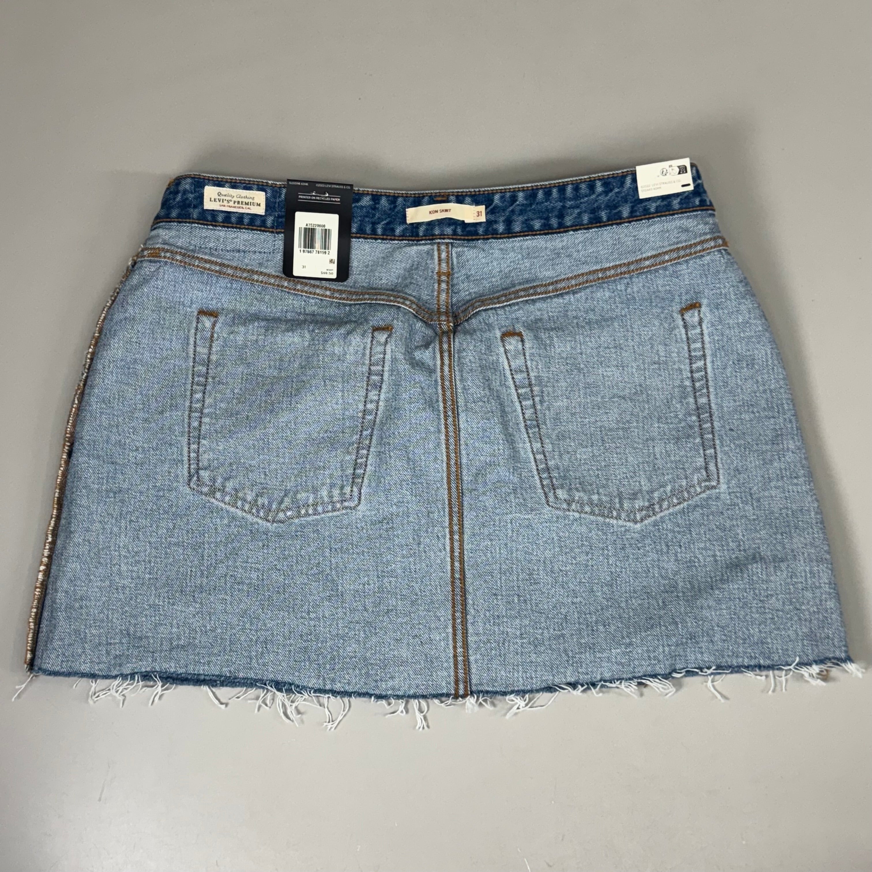 LEVIS Recrafted Icon Skirt Mid Rise Original Women's Sz 31 Novel Notion Med Wash
