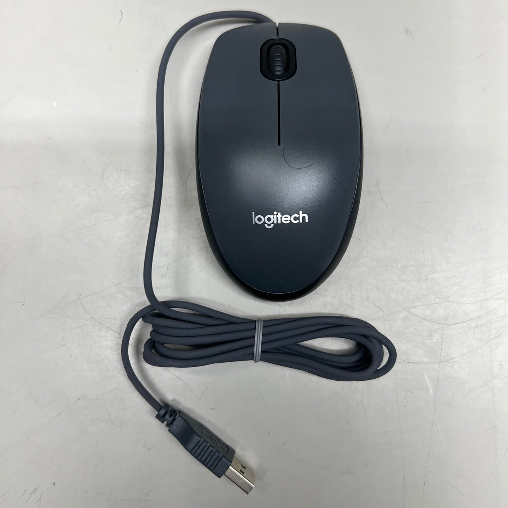 LOGITECH Full-Size USB Wired Mouse (2-Pack) 4.5" x 2.5" Black M100