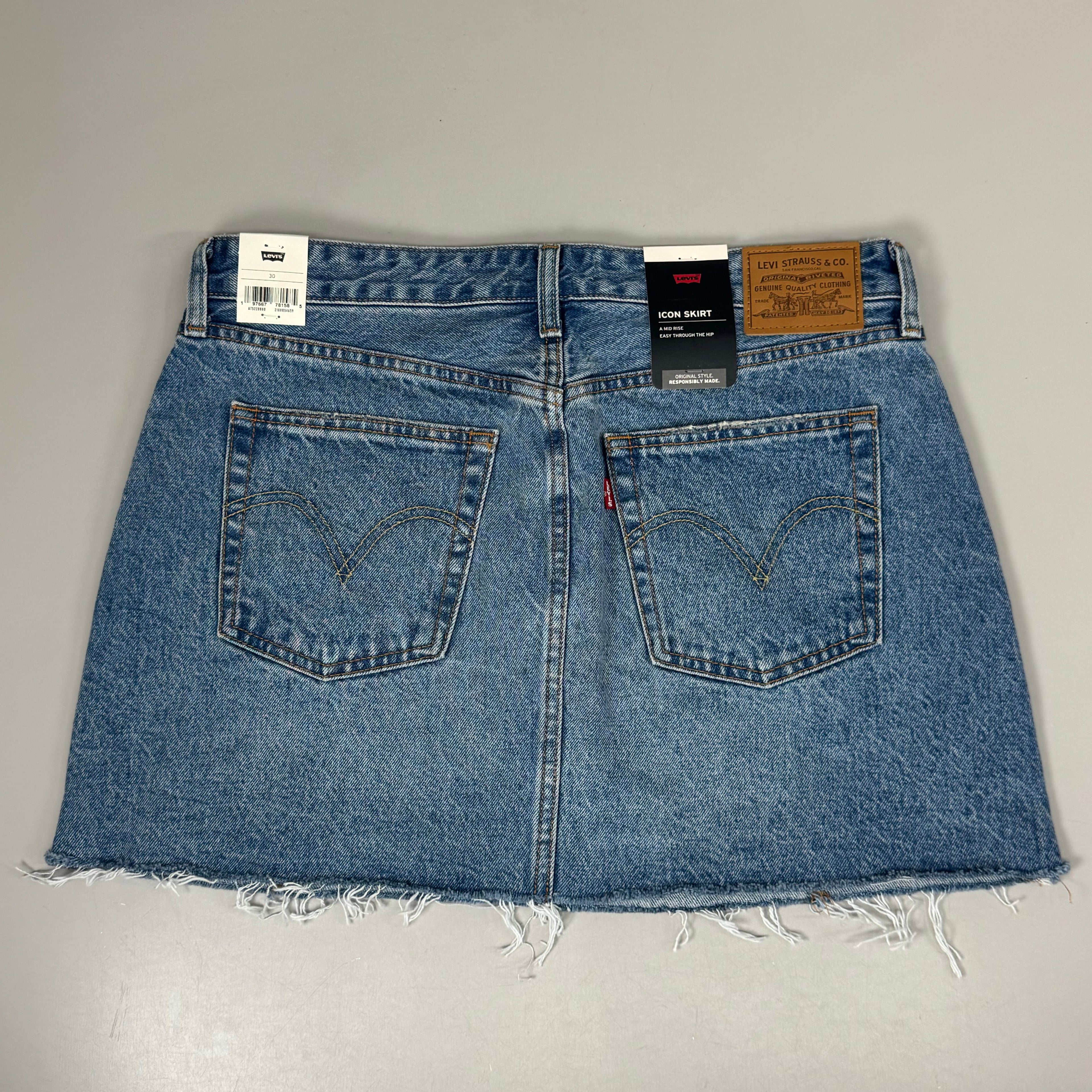 LEVIS Recrafted Icon Skirt Mid Rise Original Women's Sz 30 Novel Notion Med Wash