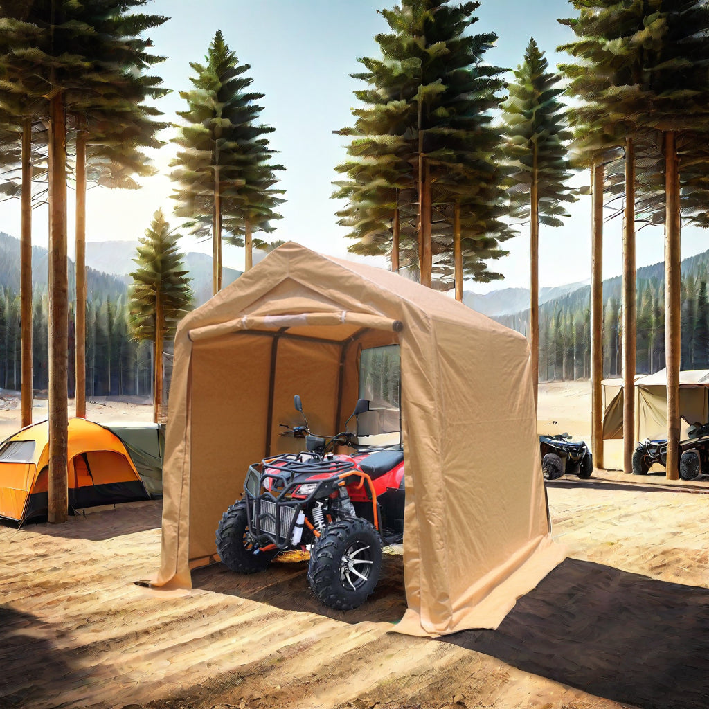 7x8 ft Outdoor Portable Gazebo Storage Shelter Shed with 2 Roll up Zipper Doors & Vents Carport