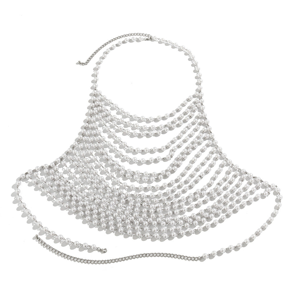Sexy vacation style pearl bra, clothing chain, bikini chain body