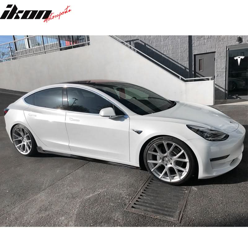 2017-2023 Tesla Model 3 Side Skirts Extension V Style Gloss Black 6PC