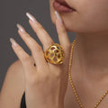Large aperture hollow exaggerated heavy-duty stainless steel ring