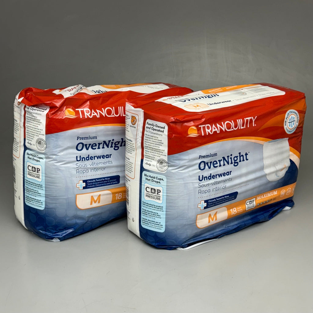 TRANQUILITY (2 PACK 36 Count) Disposable Overnight Underwear Size Medium 2115