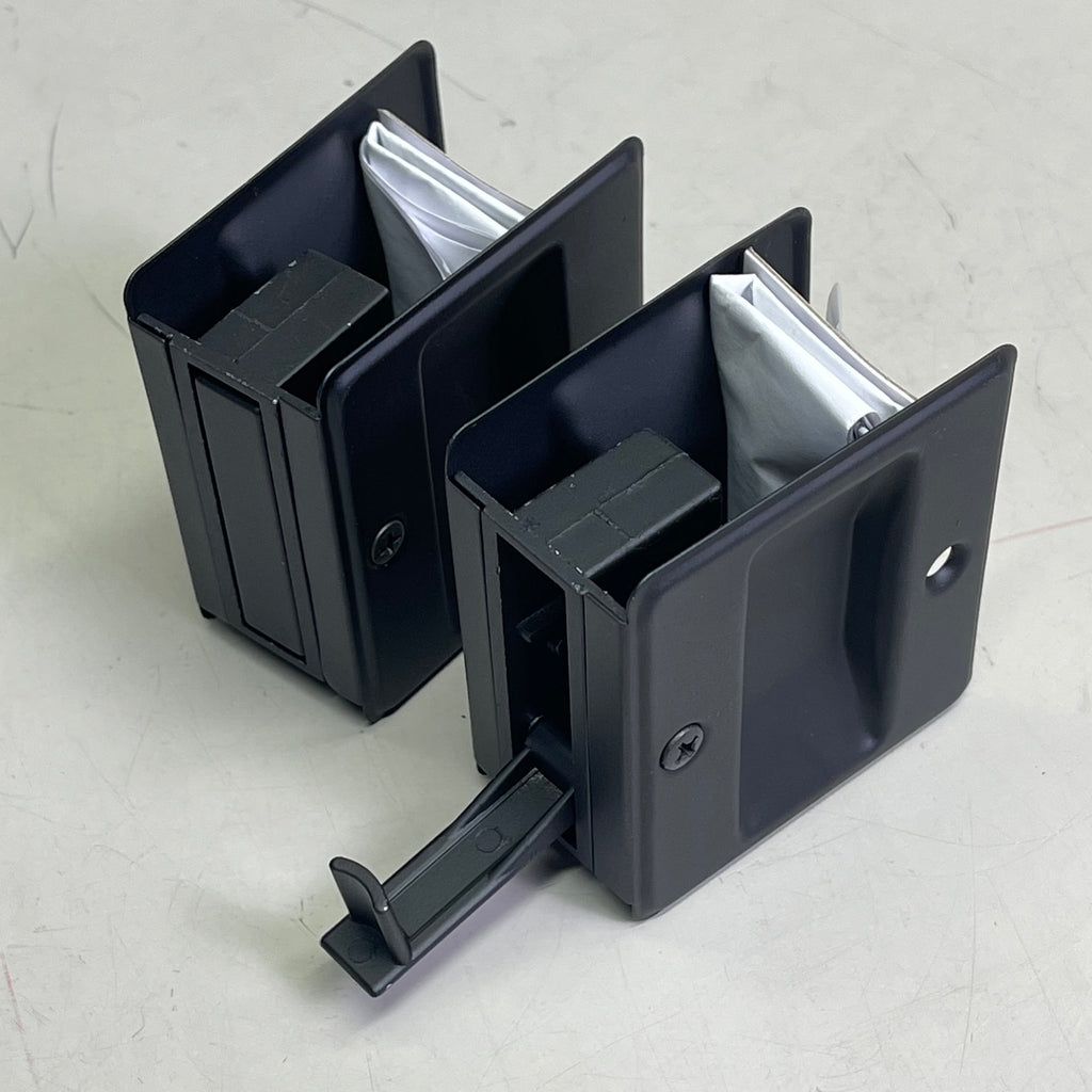 ORCA HARDWARE (2-PACK) Pocket Door Passage Lock Rectangular Black TH-SQPK-S-BL
