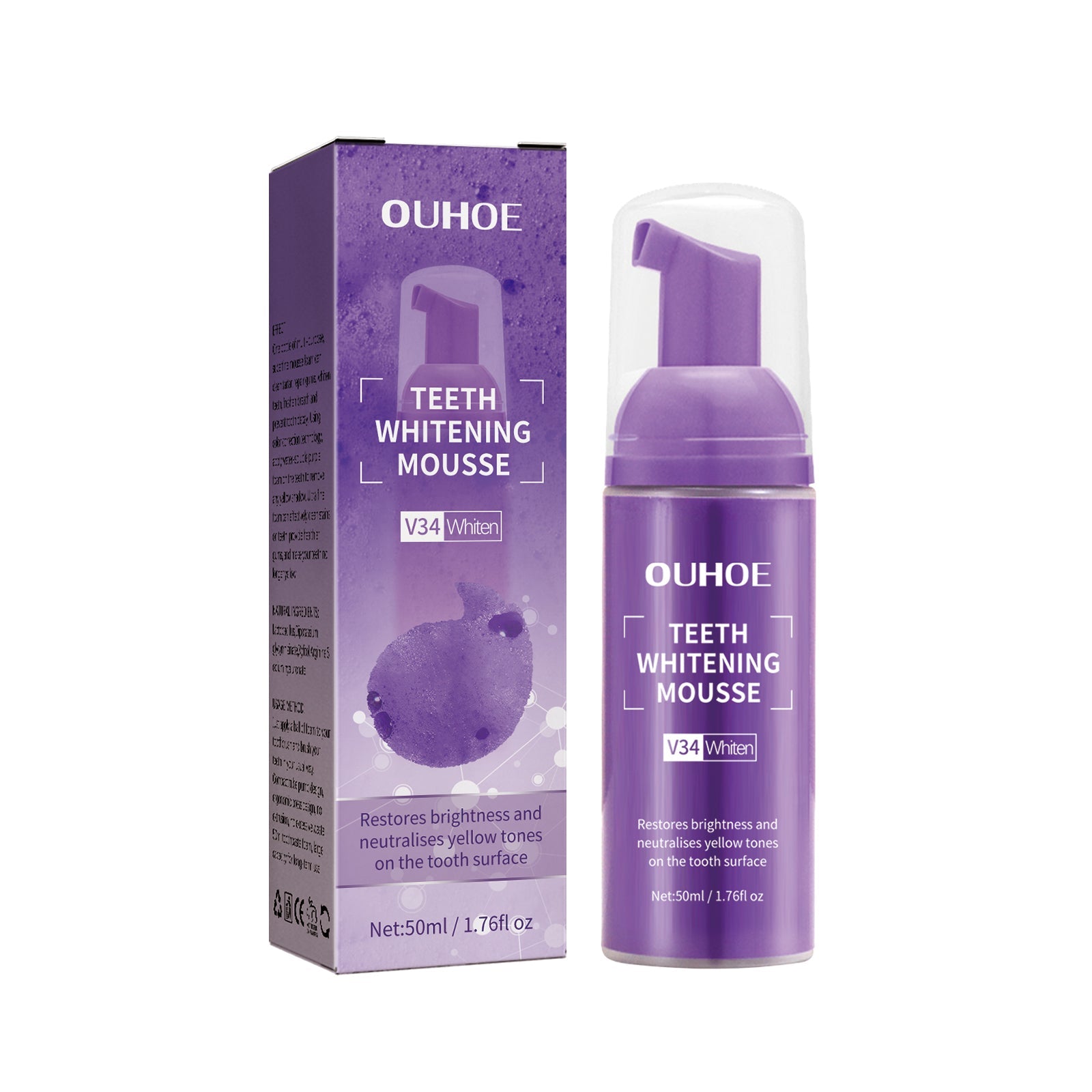 Teeth Whitening Mousse Toothpaste, Mouth Cleaning Remove Dirt Yellow Teeth Care Fresh Breath Whitening Teeth Toothpaste