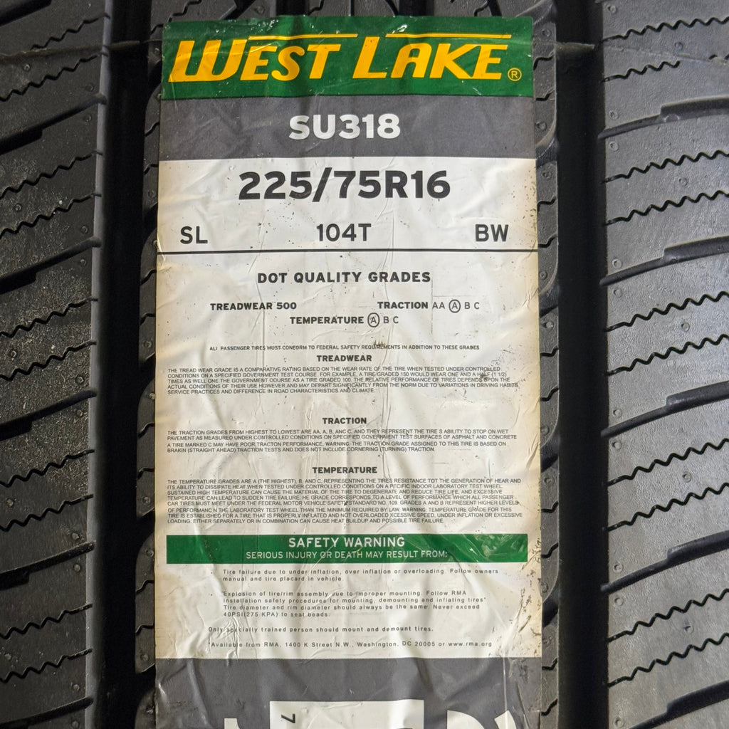 WESTLAKE All-Season Radial Tire Sz 225/75R16 104T Black SU318