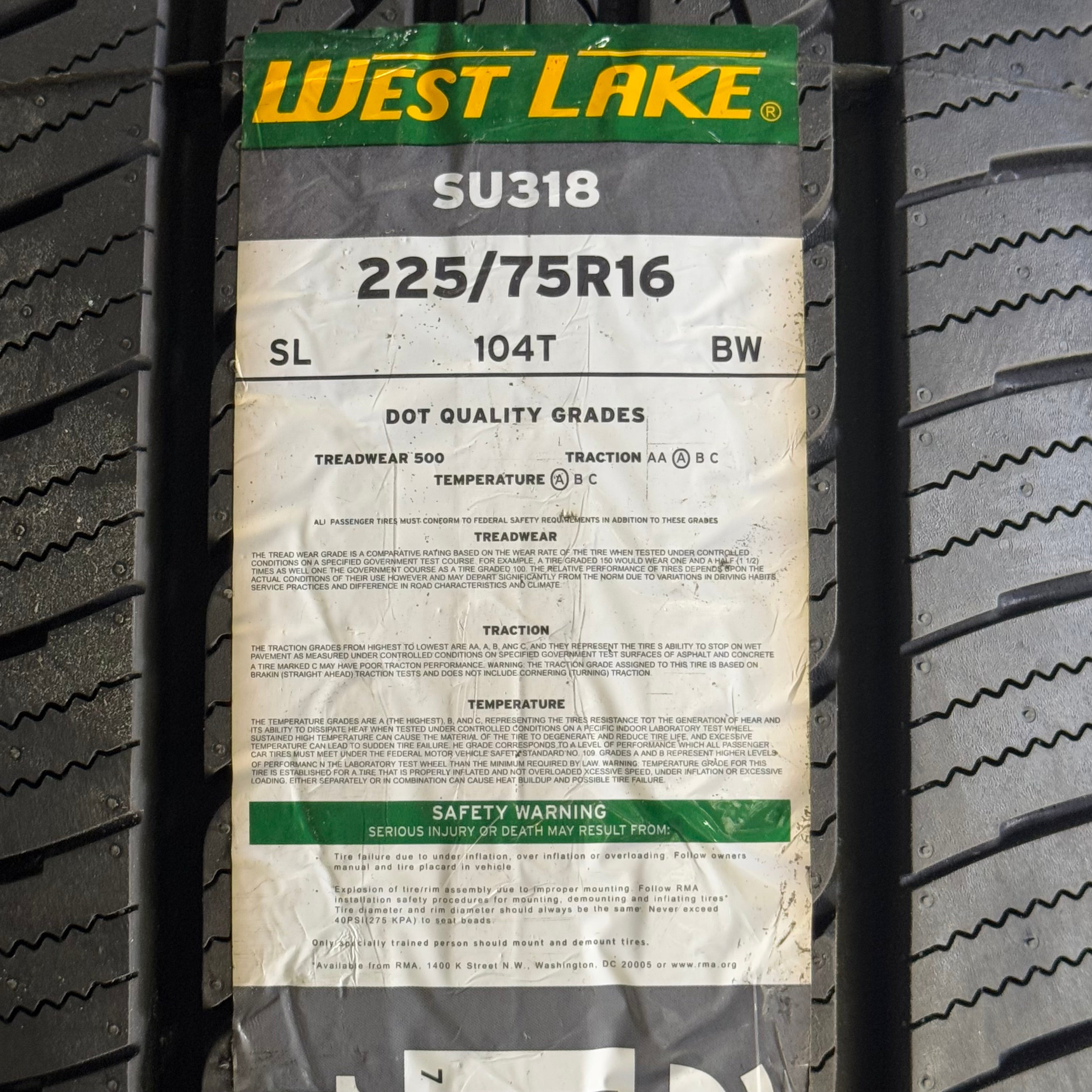 WESTLAKE All-Season Radial Tire Sz 225/75R16 104T Black SU318