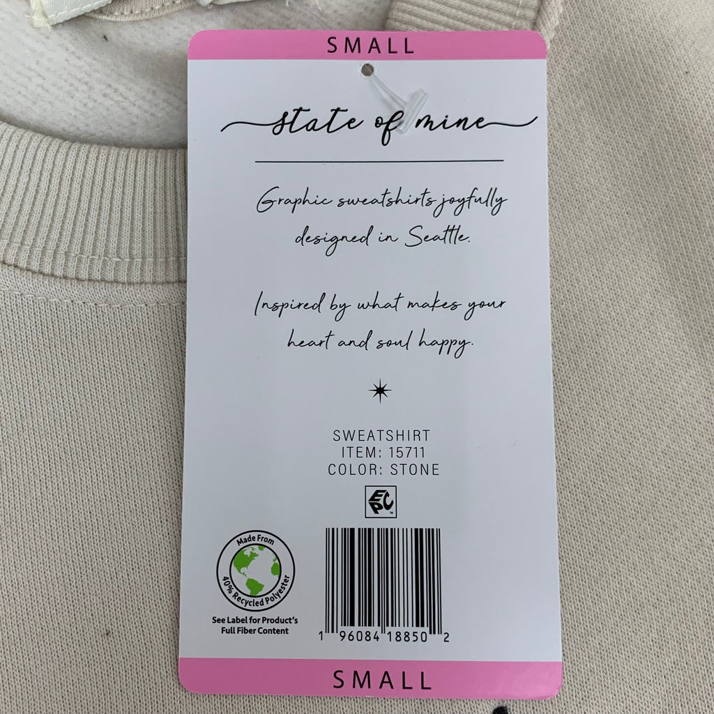 STATE OF MINE Women's Texas Lone Star State Sweatshirt Sz-Small Stone 15711