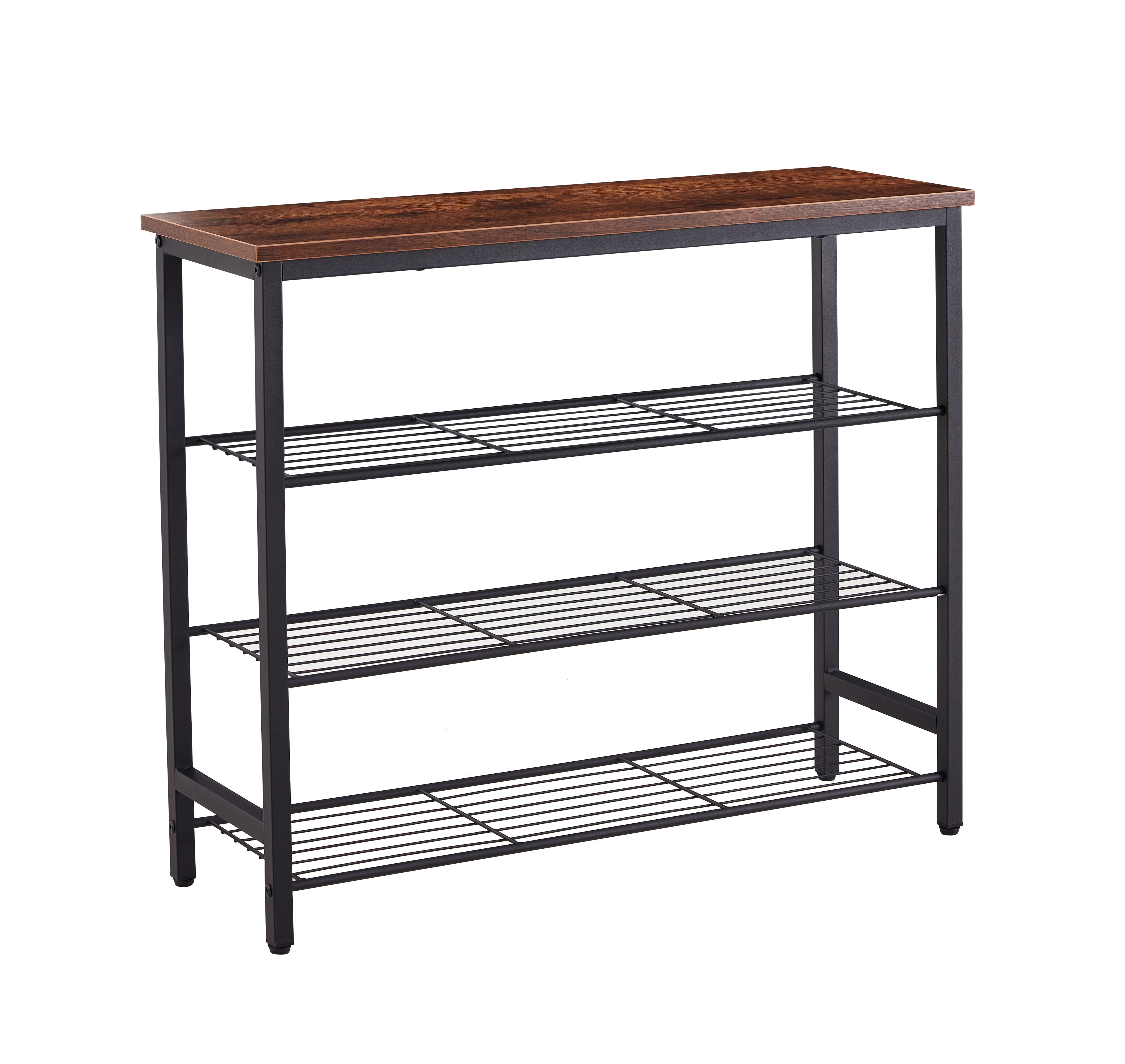 DN 4-Tier Metal Shoe Rack, Modern Multifunctional Shoe Storage Shelf with MDF Top Board, 1 pc per carton