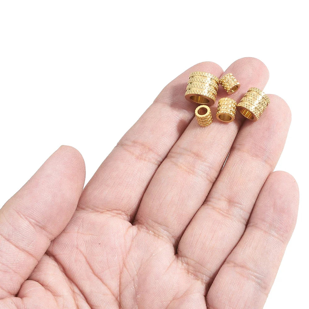 10Pcs Stainless Steel Big Hole Spacer Beads | DIY Jewelry Findings for Bracelets and Necklaces