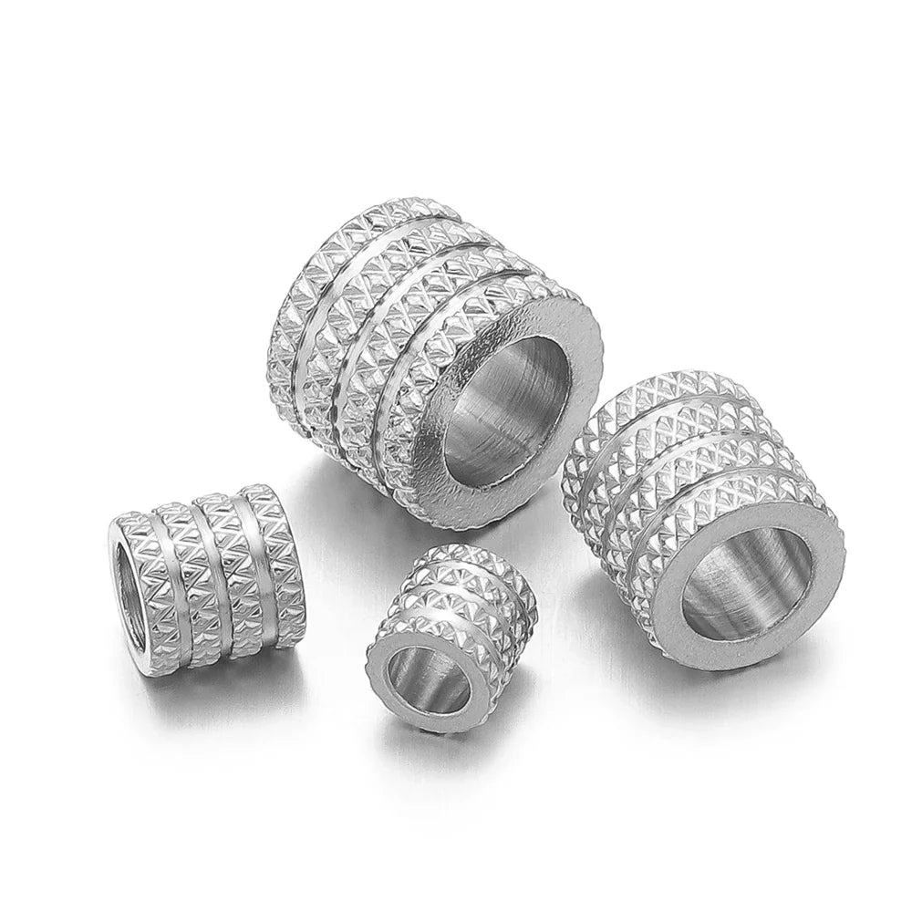10Pcs Stainless Steel Big Hole Spacer Beads | DIY Jewelry Findings for Bracelets and Necklaces