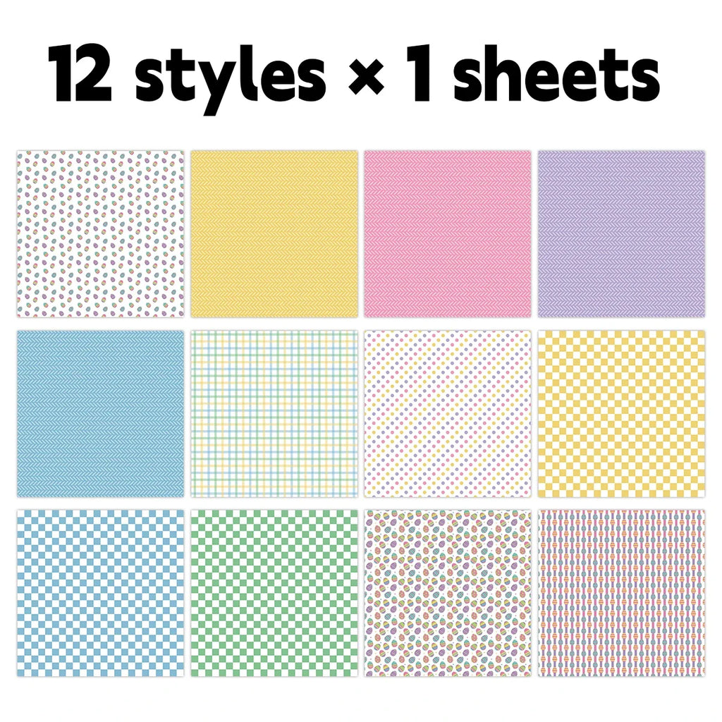 12pcs Easter Scrapbook Paper Set | Decorative Crafting Paper for DIY Arts, Journaling, and Card Making