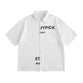 Alphabet Print Short Sleeve Shirt Workwear Japanese Style Loose Casual Design Summer Collar Shirt Men's Trendy