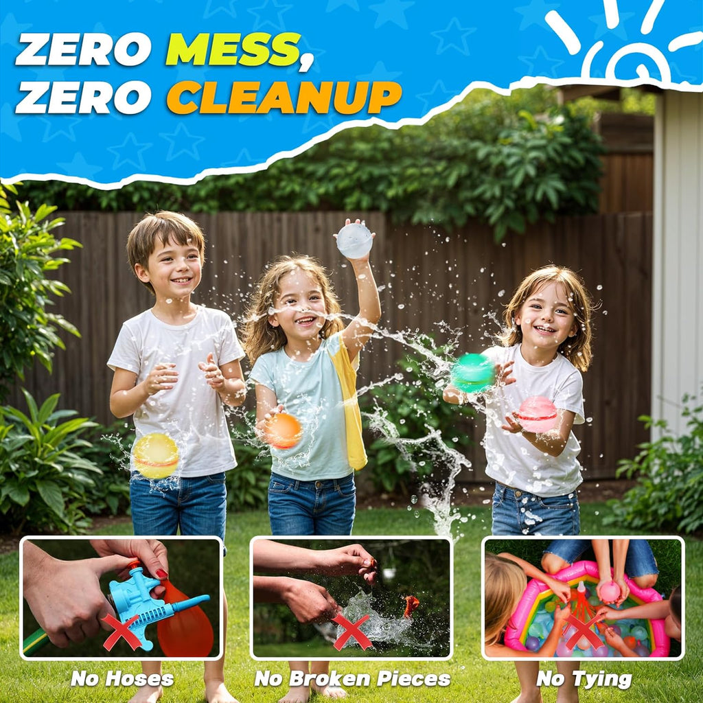 12 PCS Reusable Water Balloons, Refillable Magnetic Water Balls for Outdoor Games, Self Sealing Water Splash Bomb Quick Fill for