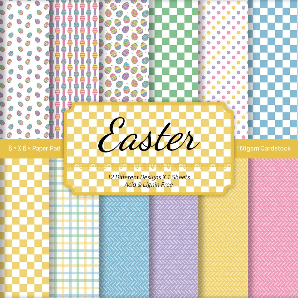 12pcs Easter Scrapbook Paper Set | Decorative Crafting Paper for DIY Arts, Journaling, and Card Making