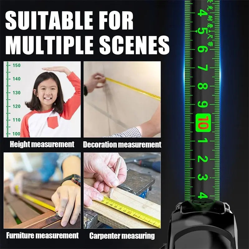 Self Locking Fluorescent Steel Tape Measure | High Precision Waterproof Measuring Tool