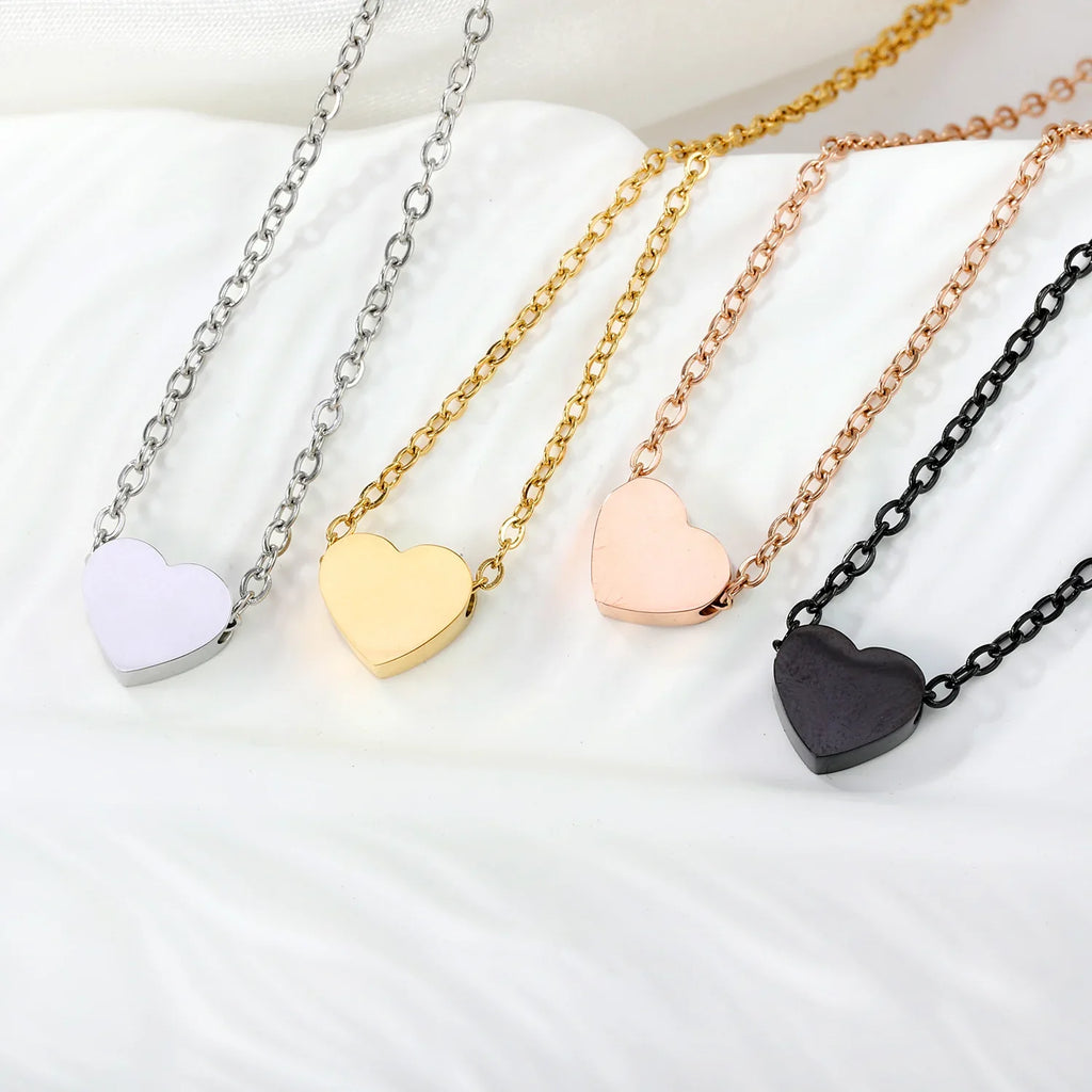Simple Heart Pendant Necklace | Stainless Steel Clavicle Choker for Girls