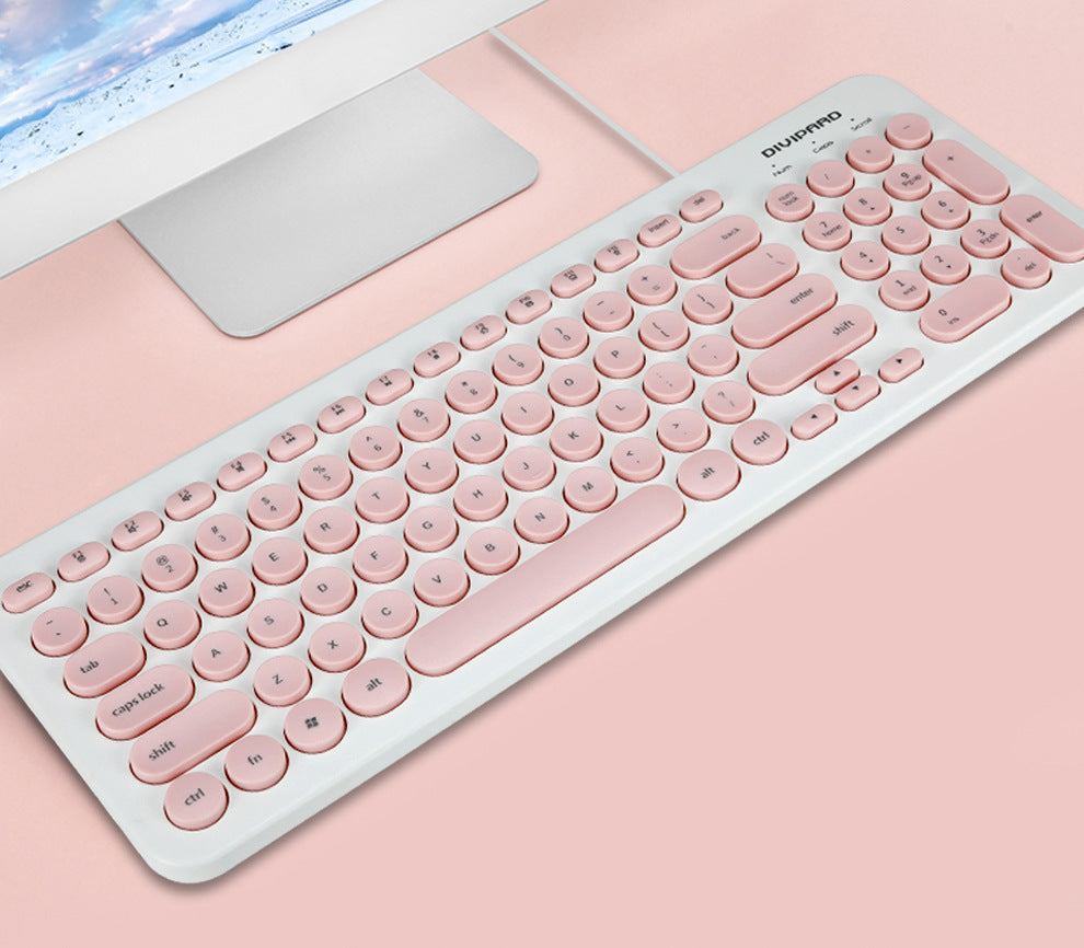 D520 Silent Wired Esports Keyboard USB Ultra Thin 104 Key Business Office Retro Punk Computer Gaming Keyboard
