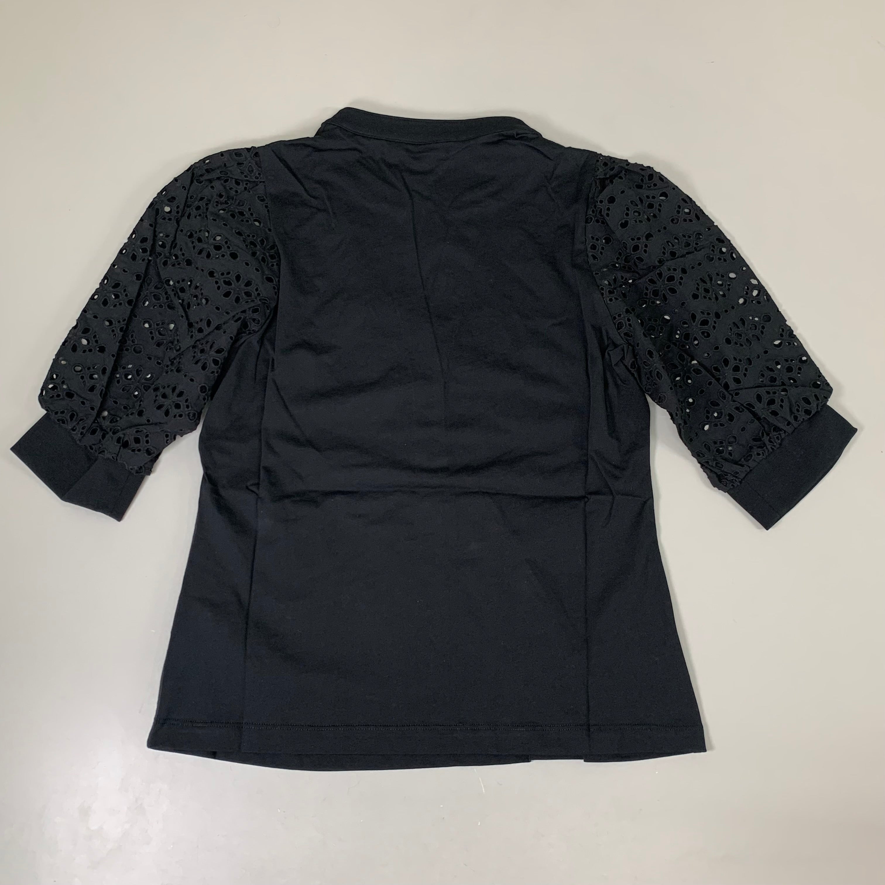 VERONICA BEARD Jeans Women's Coralee Top Lace Sleeves Sz-L Black J2406JY0330831