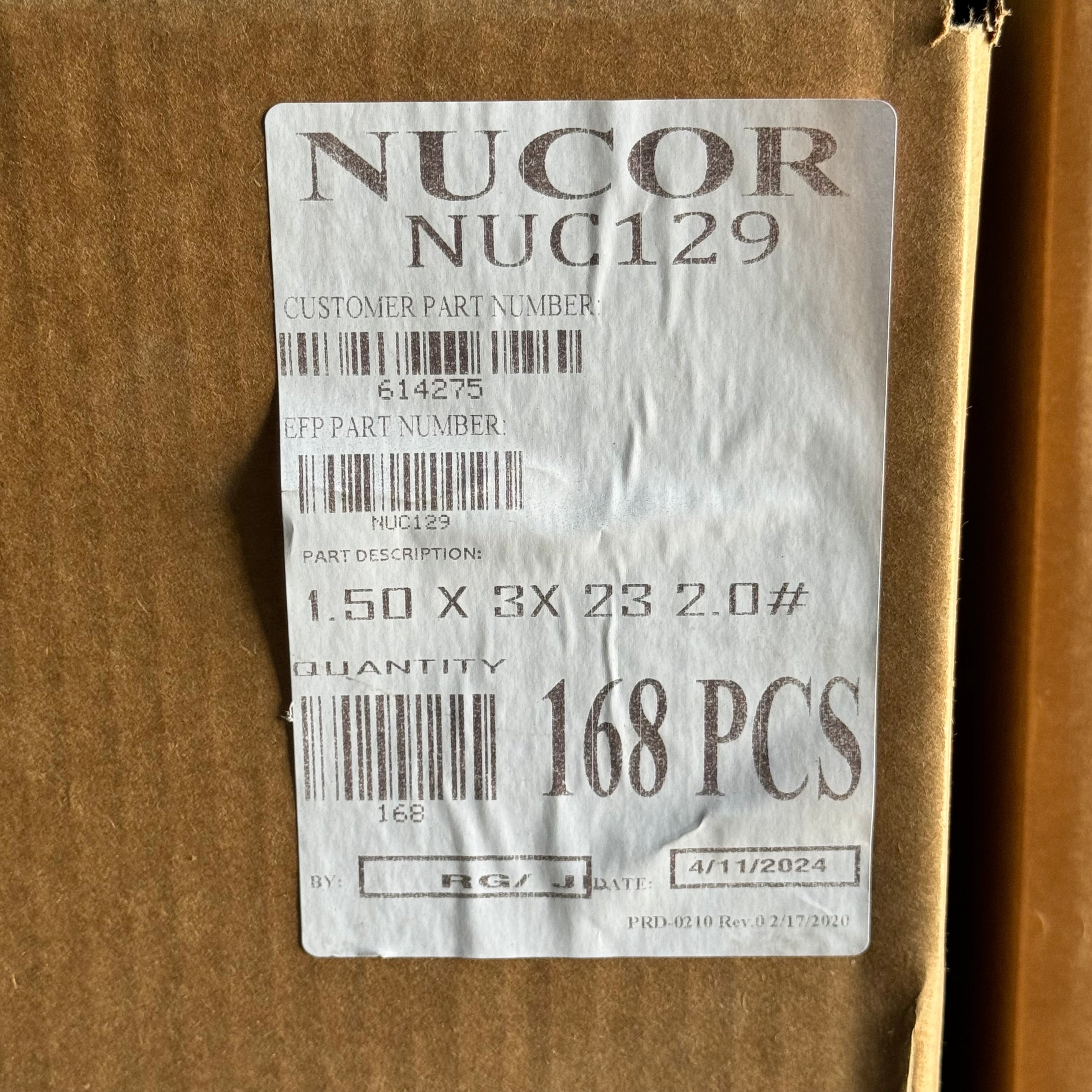 ZA@ NUCOR 168PK Rectangular Styrofoam 23”Lx3”Wx1-1/2”T White