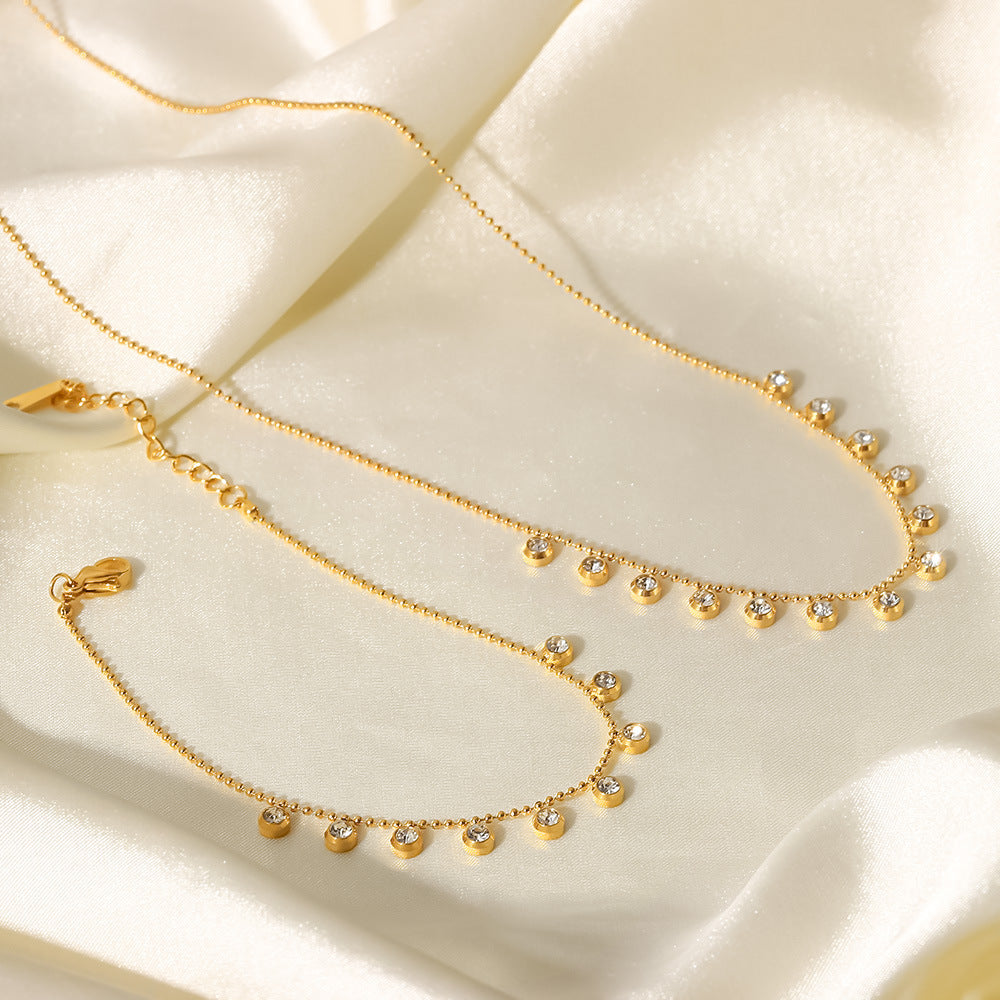 Fashionable and versatile titanium steel necklace white zircon stainless steel necklace for women