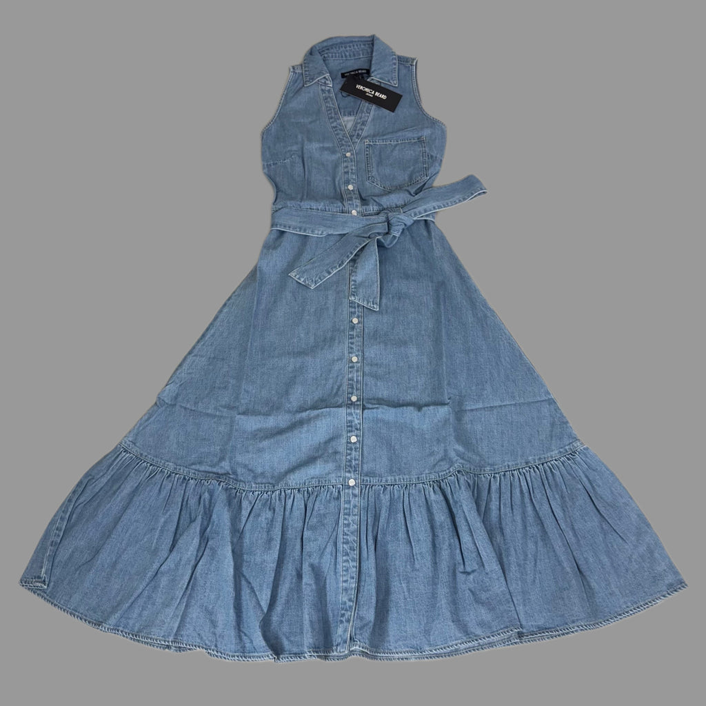 VERONICA BEARD Jeans Edwina Sleeveless Midi Dress Sz-2 Iceberg J24067101287IC
