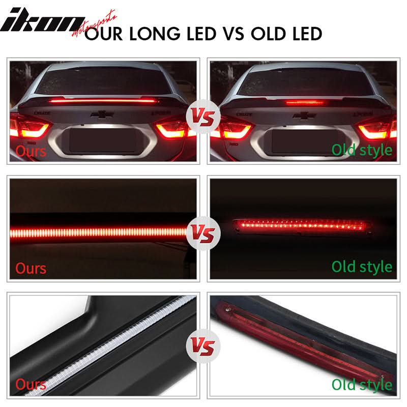 2015-2023 Ford Mustang Coupe Convertible Long LED Trunk Spoiler ABS