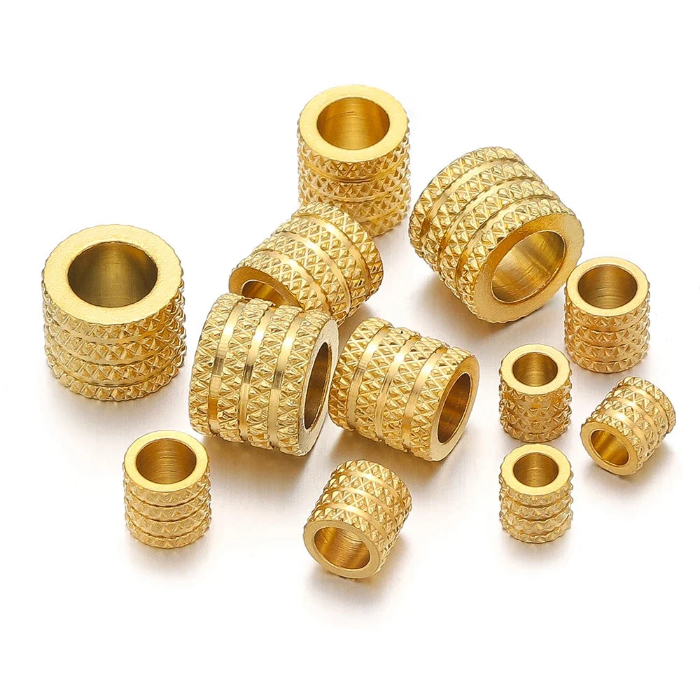 10Pcs Stainless Steel Big Hole Spacer Beads | DIY Jewelry Findings for Bracelets and Necklaces